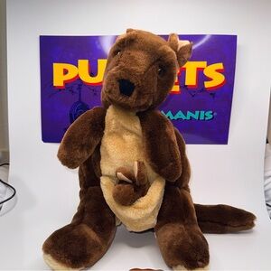 Vintage Folkmanis Folktails Large Kangaroo Plush Hand Puppet Brown 20" W/ Joey